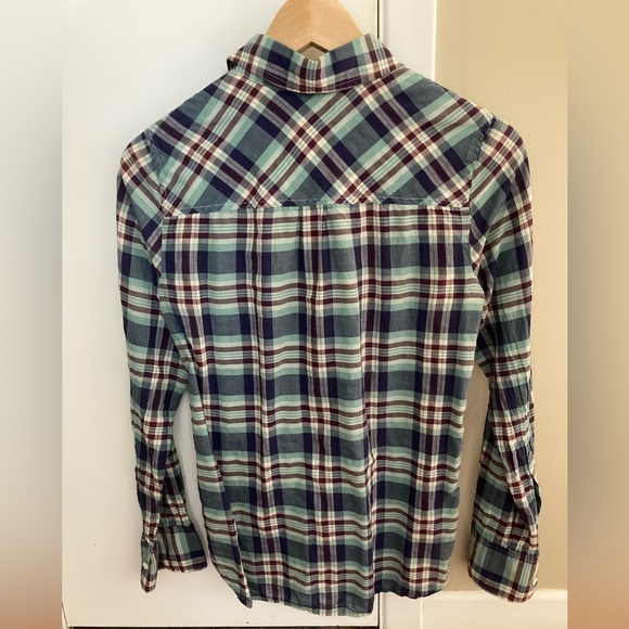 J.Crew Crinkle Cotton Plaid Popover Shirt. Size 0. Style F1271. - Picture 3 of 11